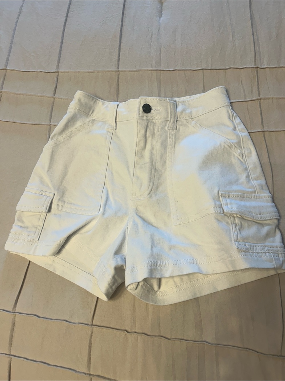 Women’s White Cargo Pocket Shorts - Picture 2 of 7